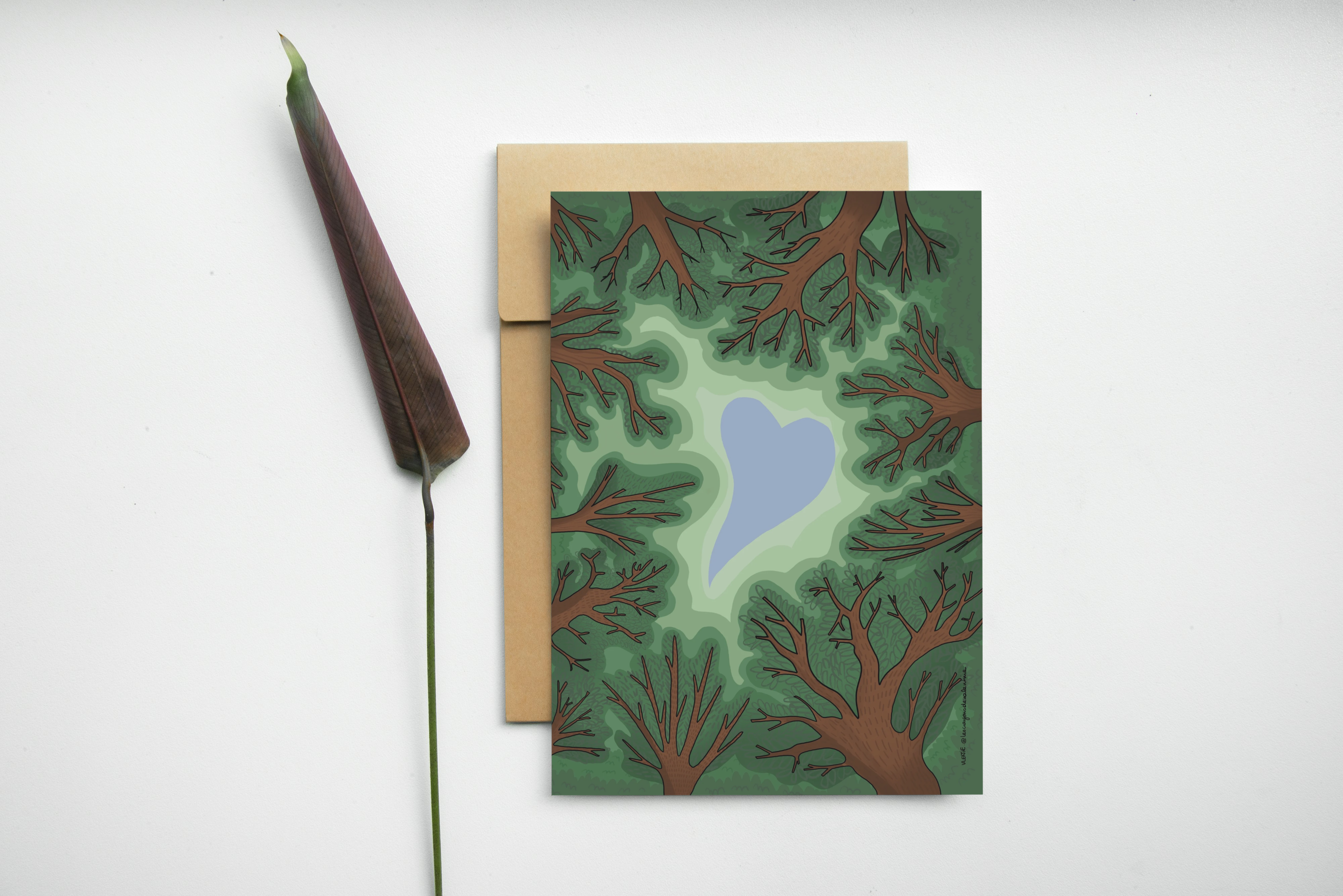 carte avec des arbres formant un coeur