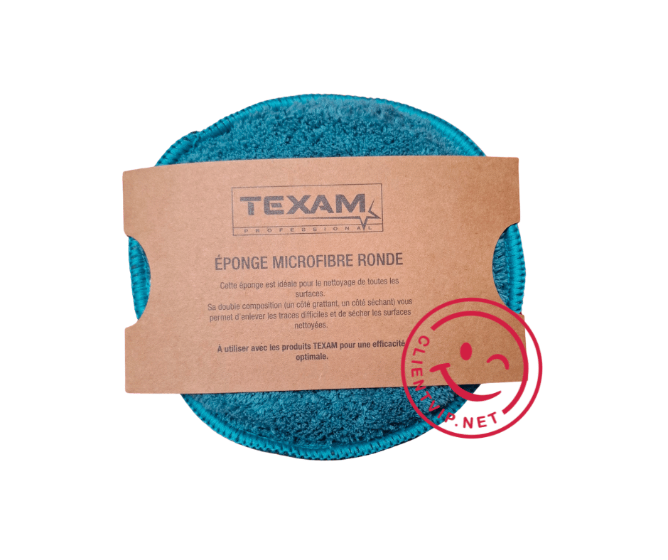 mi05 éponge ronde bleu turquoise  ( microfibre ) 14 cm de diamètre texam