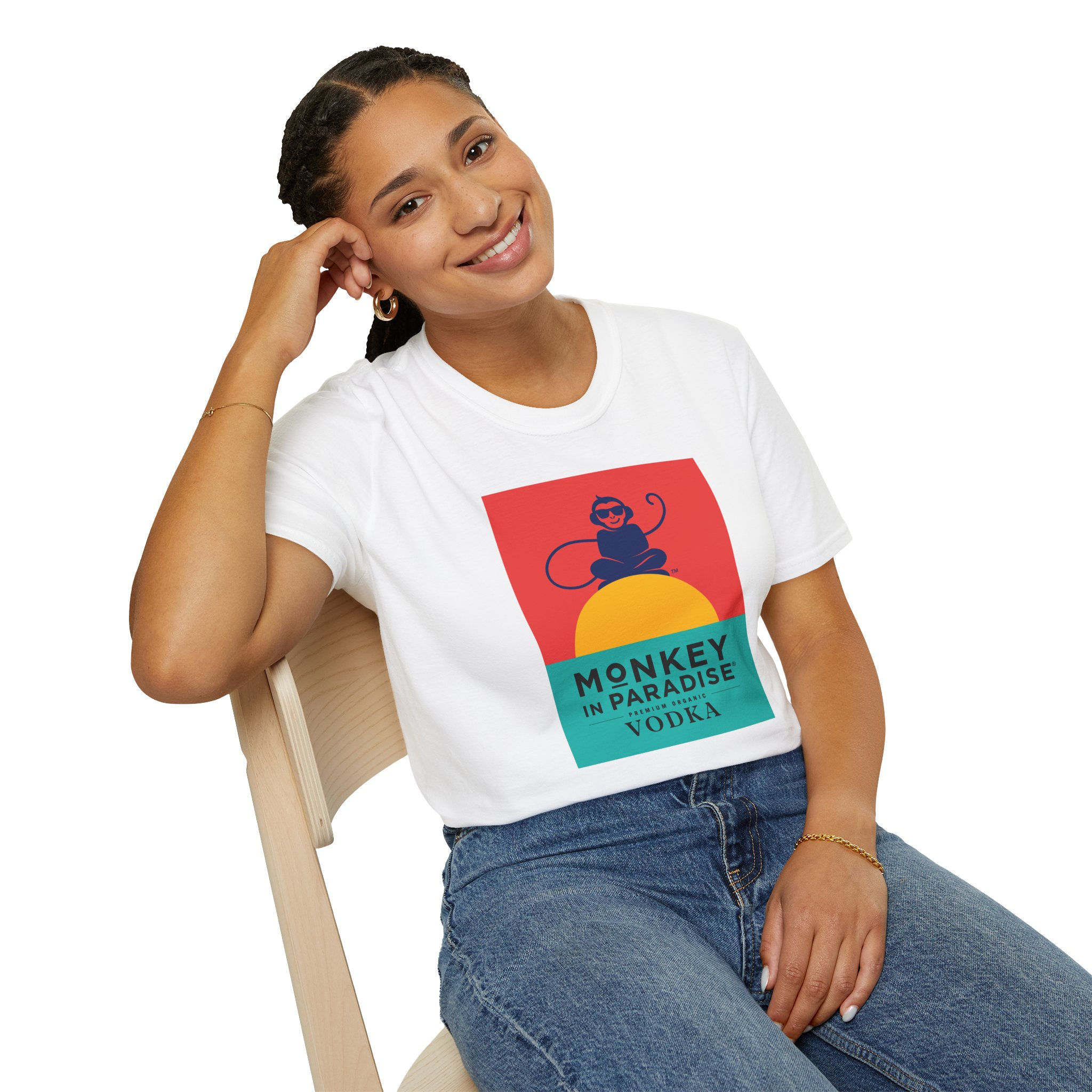 Monkey in Paradise White Logo T-Shirt