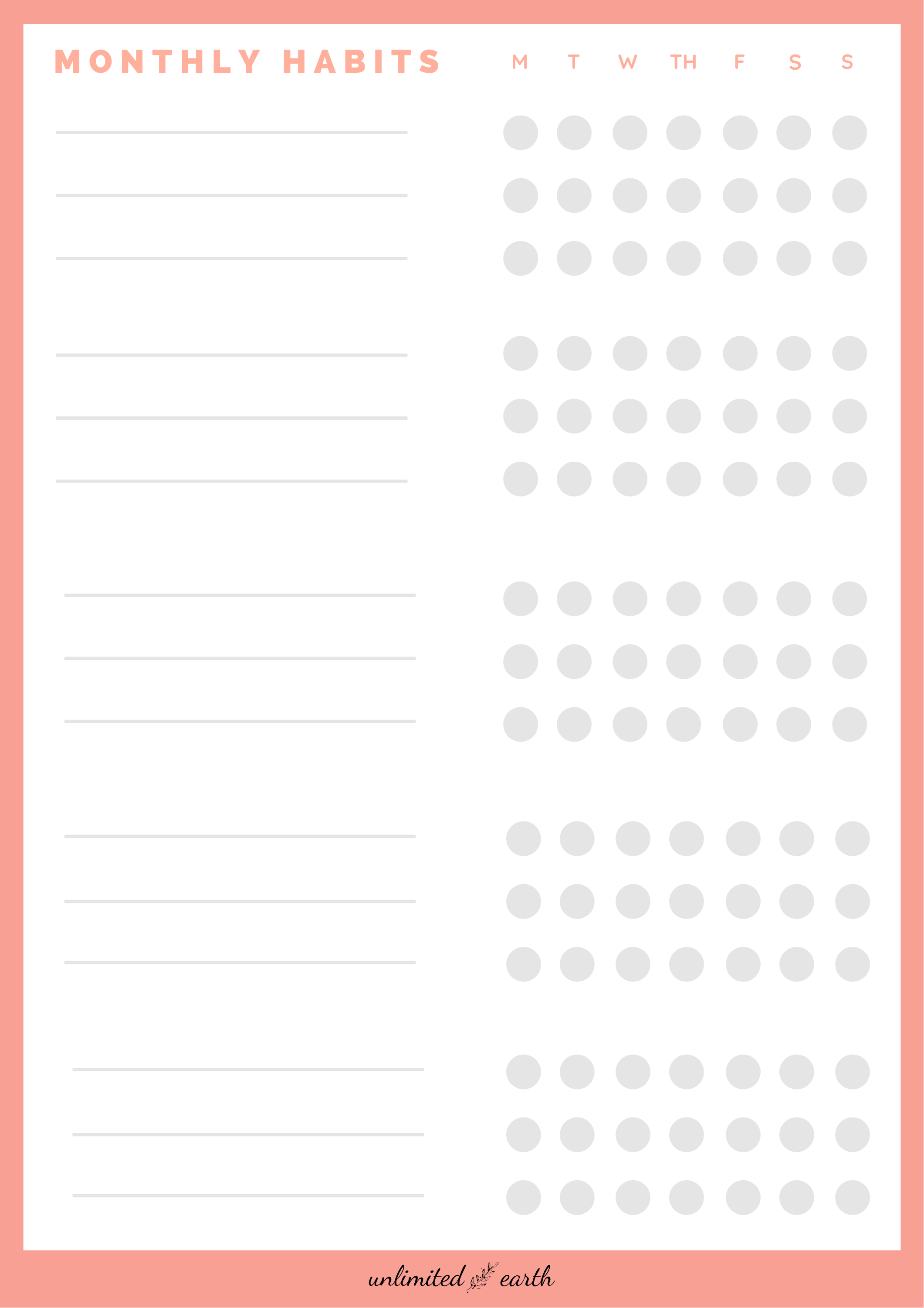 Digital Monthly Habit Tracker