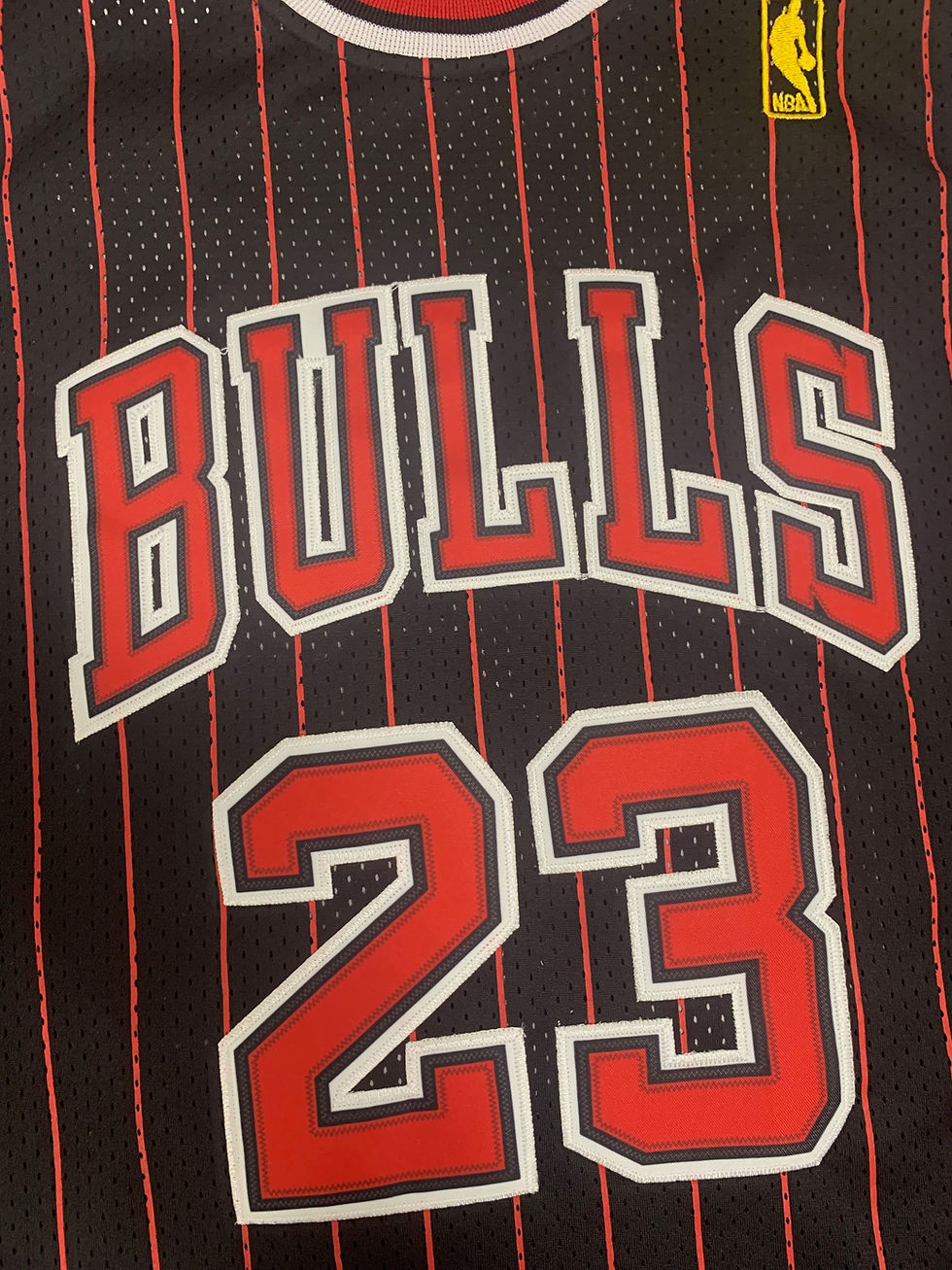 Thumbnail: Bulls Jordan #23 pinstrip jersey