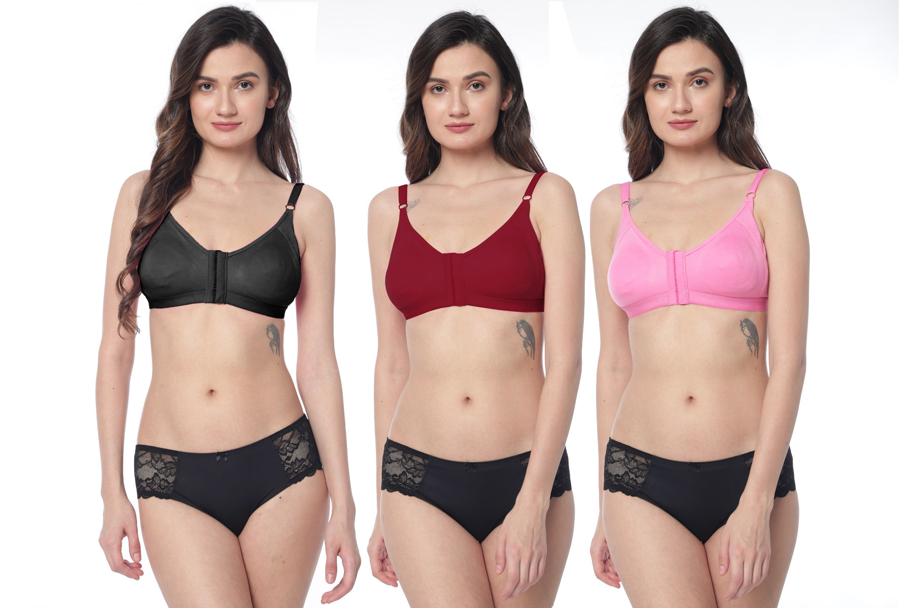 Front Open Non-Padded Non-Wired Cotton Rich Bra