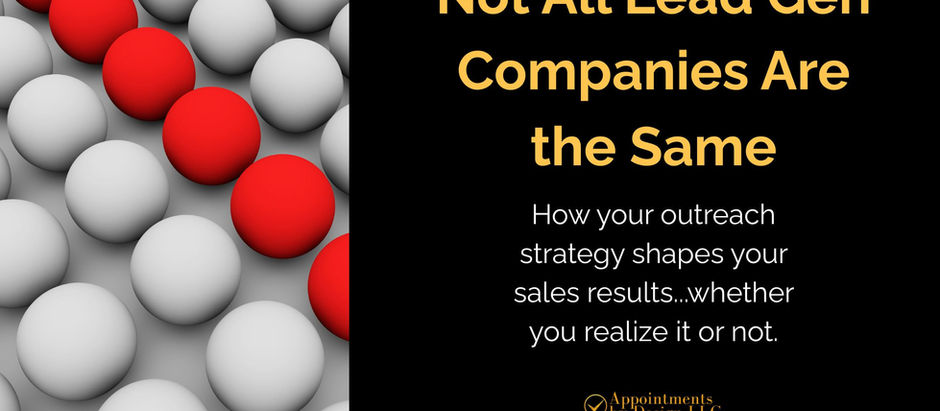 a series a white balls with a red ball in the middle. The text reads: Not all lead gen companies are the same"