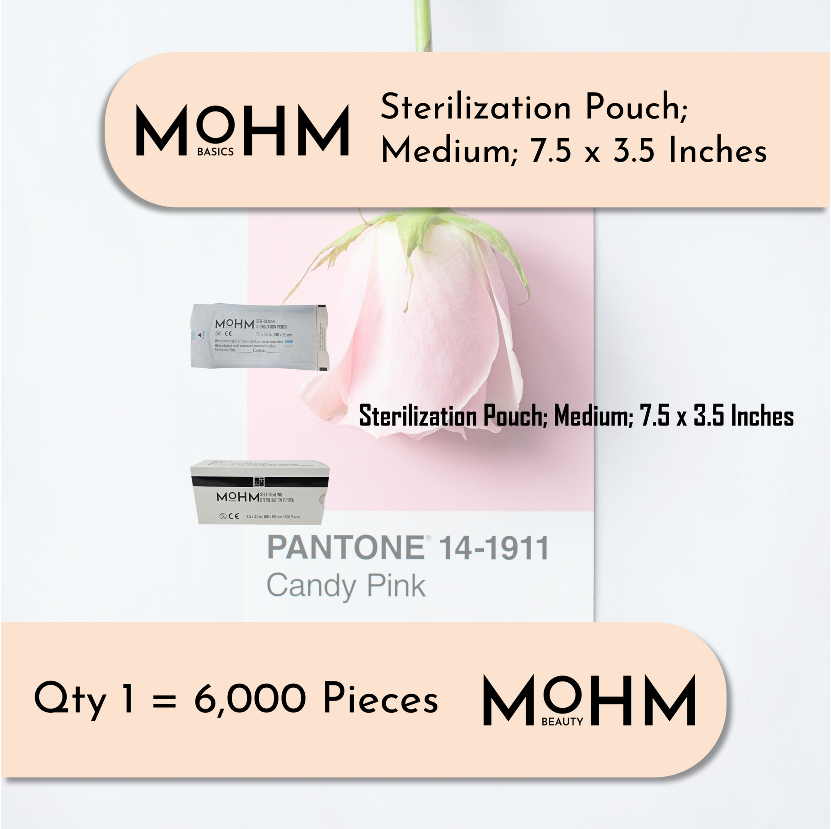 MEMBER DEAL - Sterilization Pouch; Medium; 7.5 x 3.5 Inches [Qty 1=6,000 Pieces]