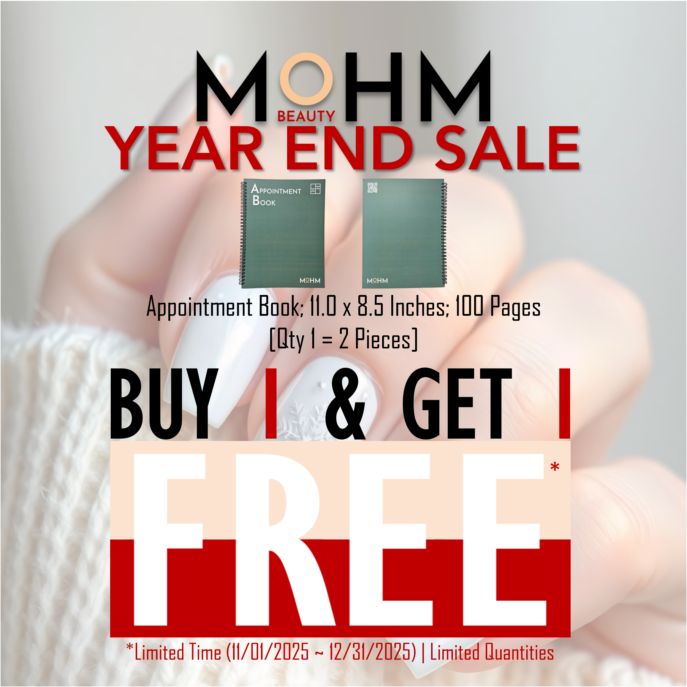 Buy 1 & Get 1 Free - Appointment Book; 11.0 x 8.5 Inches; 100 Pages