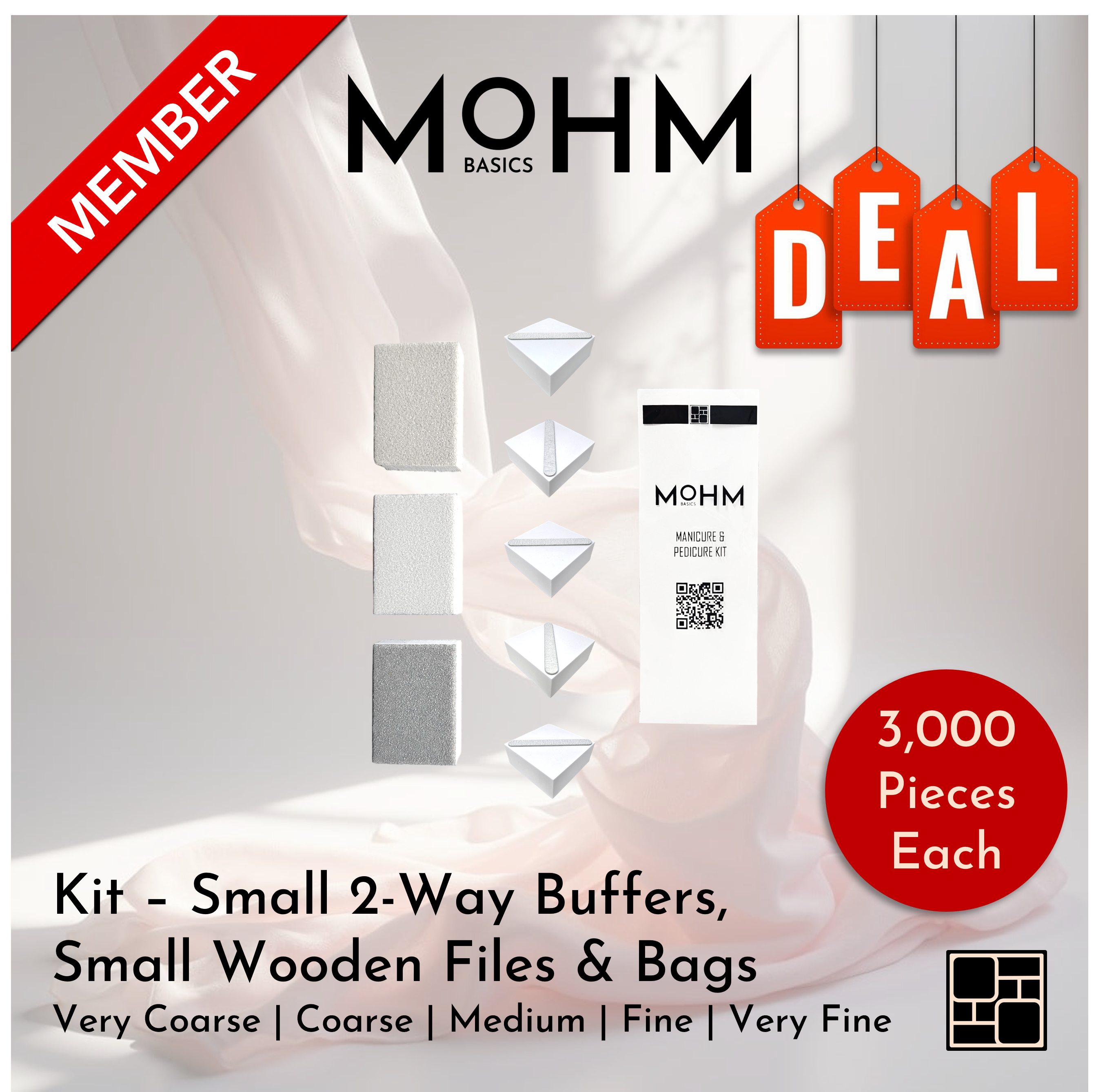 MEMBER DEAL - Kit 1.4" 2-Way Buffers, 5.0" Wooden Files & Bags
