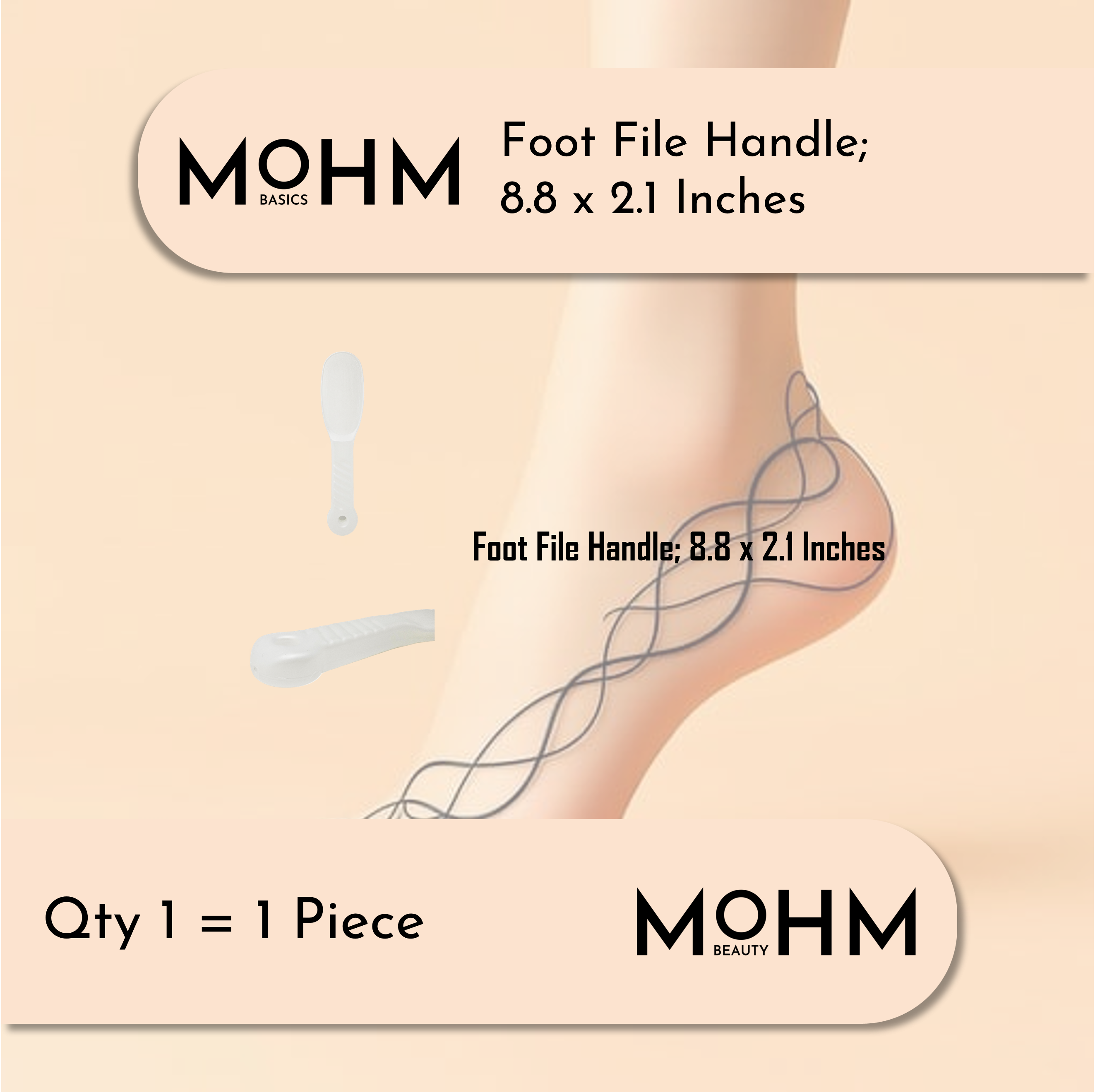 Foot File Handle; 8.8 x 2.1 Inches [Qty 1 = 1 Piece]