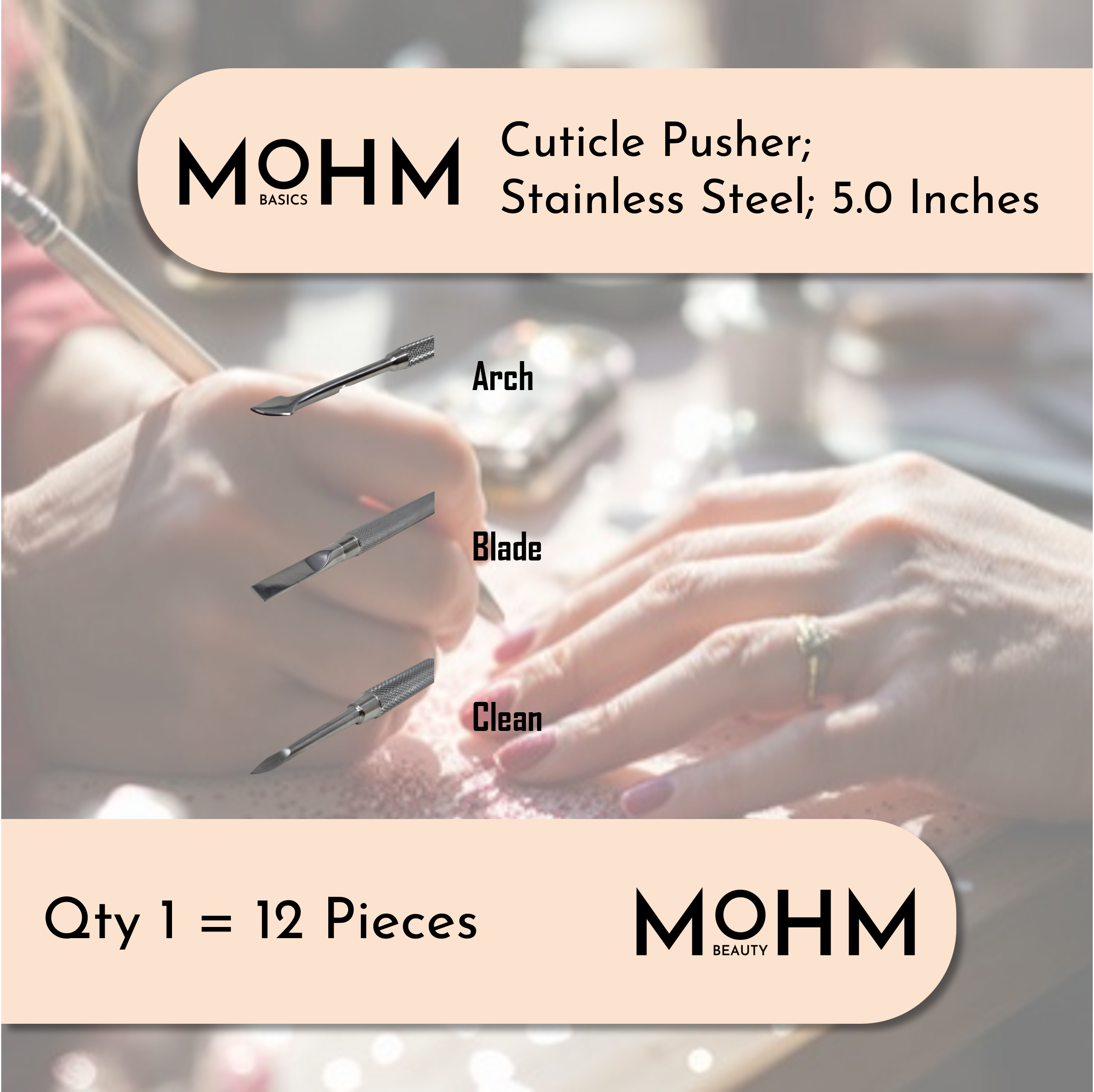 Cuticle Pusher; 5 Inches [Qty 1 = 12 Pieces]