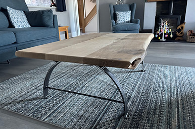 European oak coffee table with streel bespoke legs.HEIC