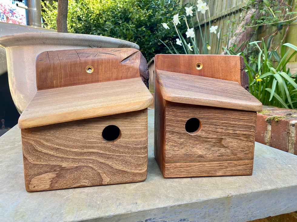 Thumbnail: Waney Edge Walnut Birdhouse Log Cabin