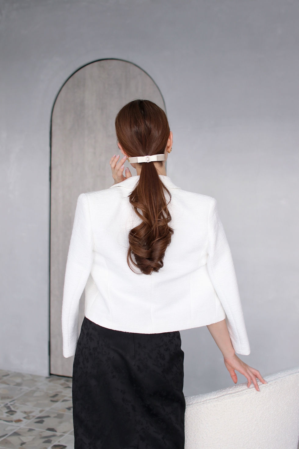 サムネイル： pearl coppelia ribbon softleather pony hook. bicolor