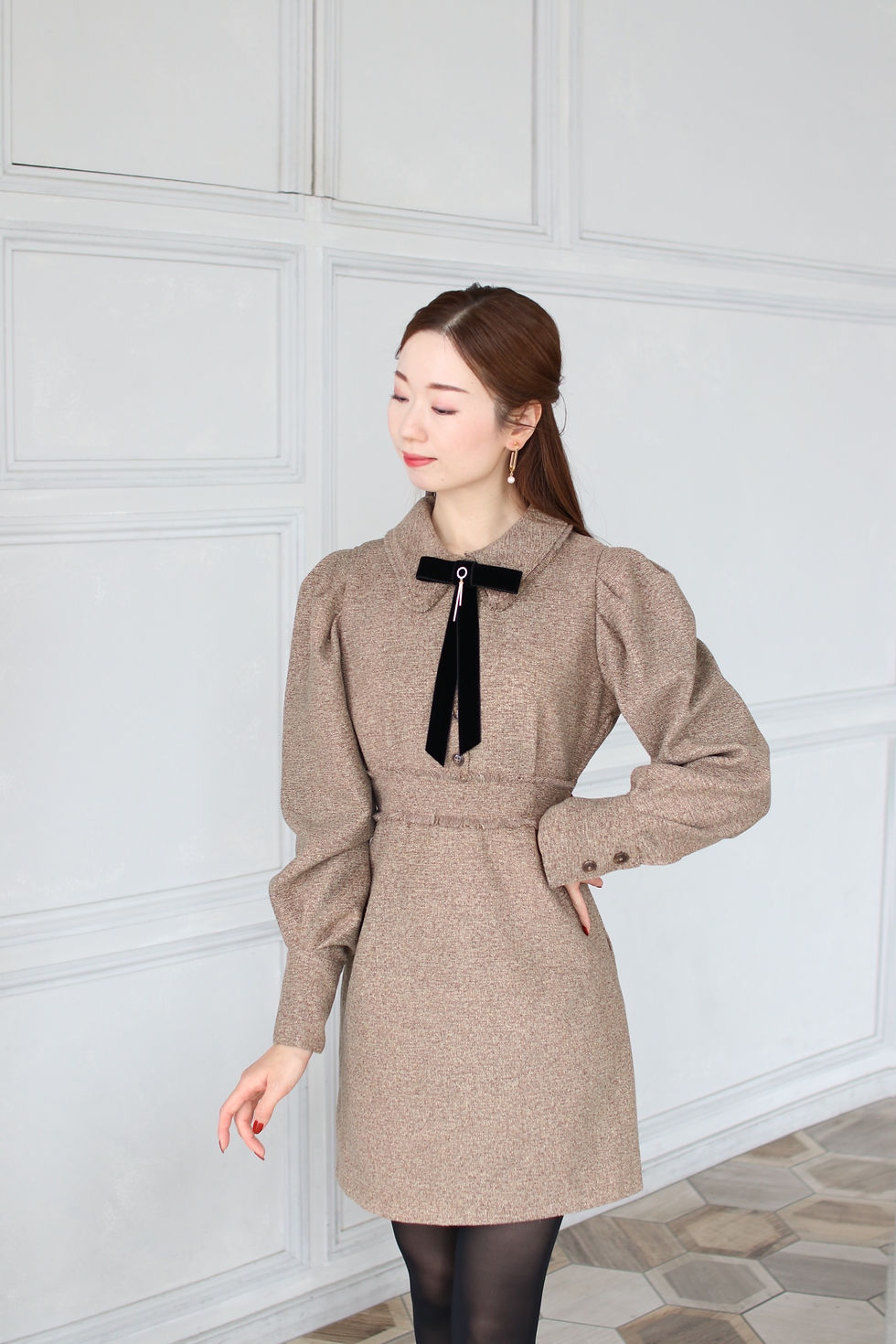 サムネイル： [再販]classic jewelry velvet hairdress pink mocha