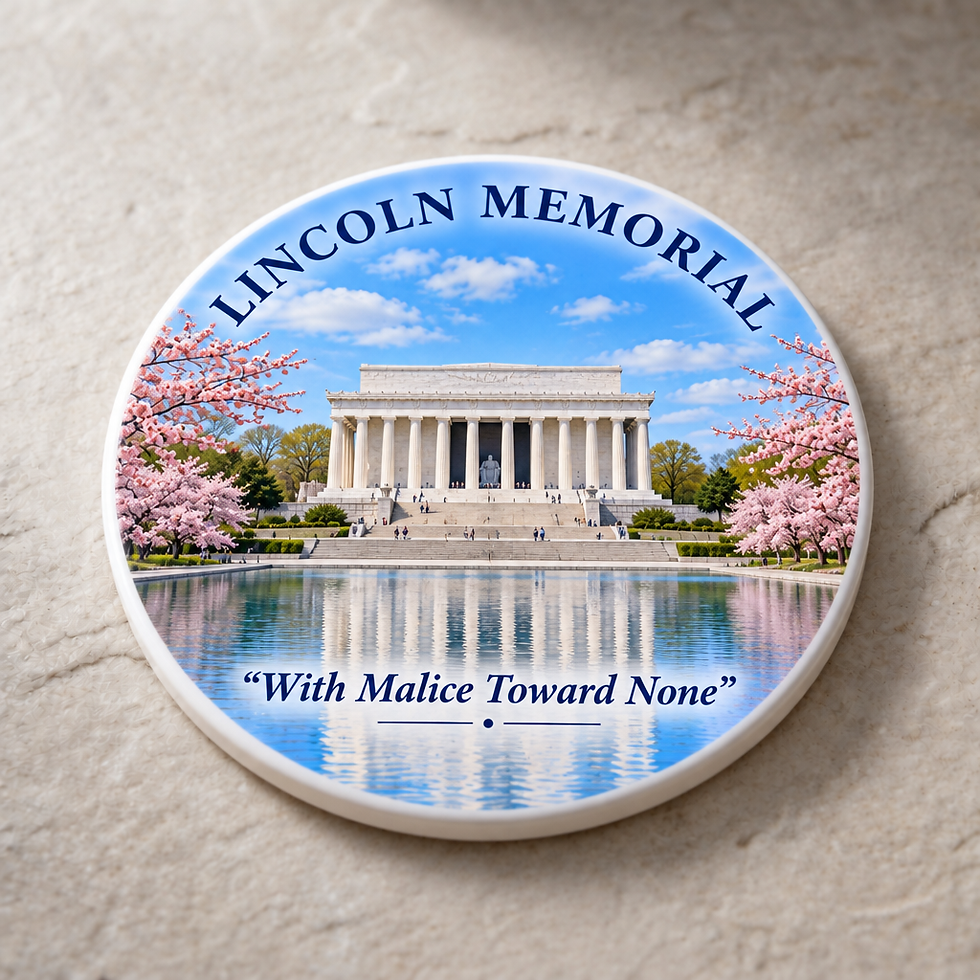 Lincoln Memorial Single Round Ceramic Coaster