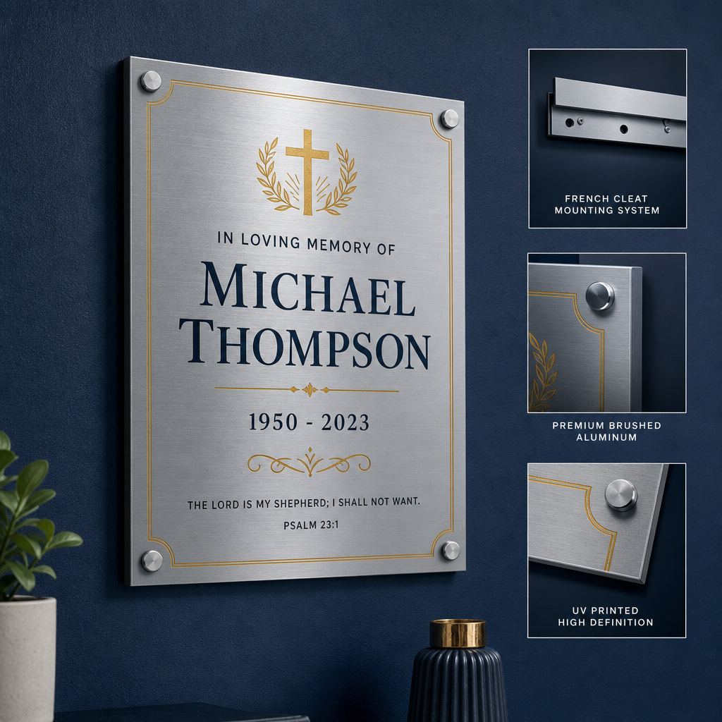 Valor Brushed Aluminum Memorial Plaque