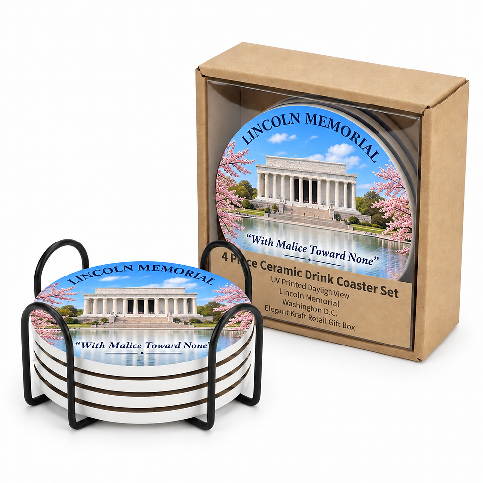 Lincoln Memorial 4-Pc Round Ceramic Coaster Gift Set
