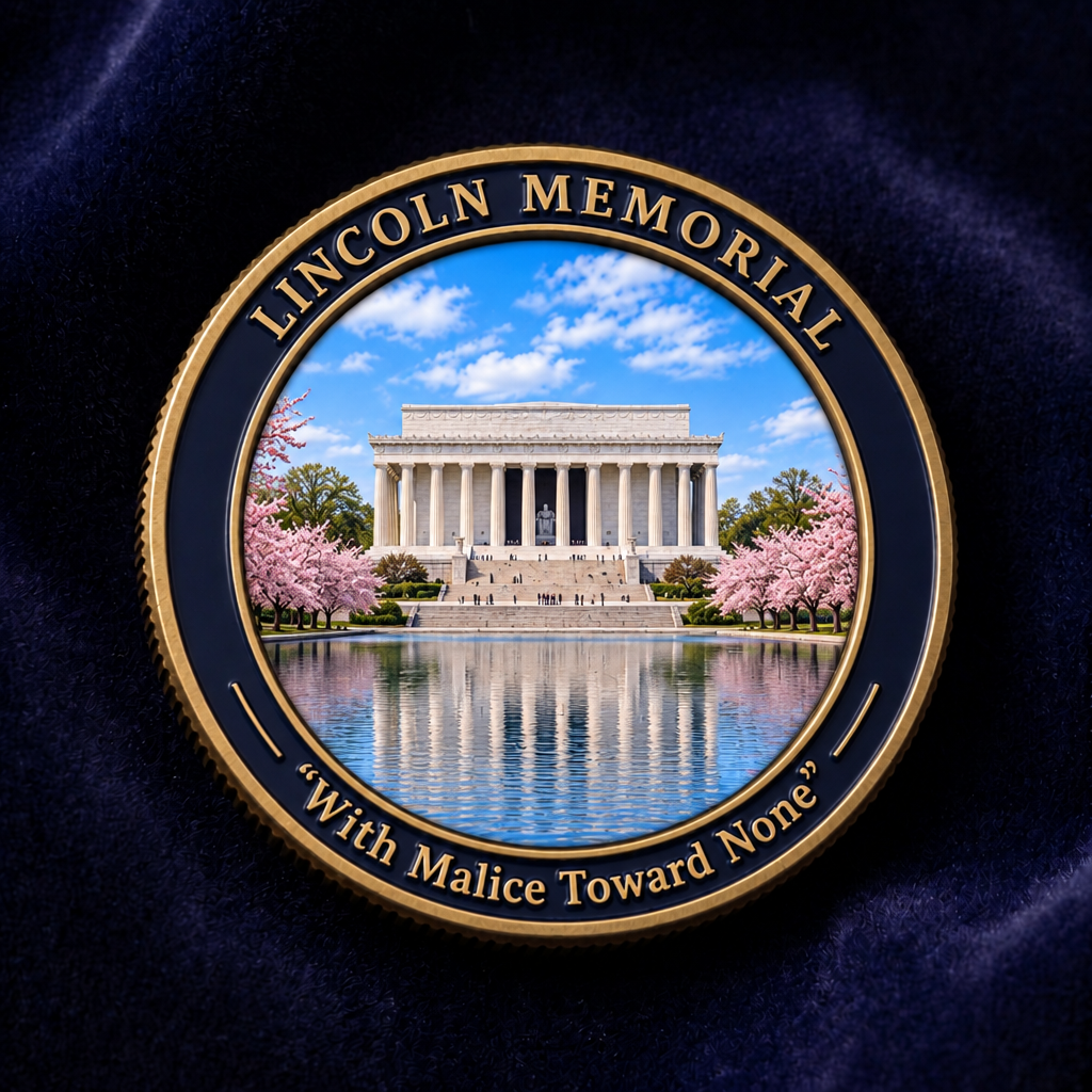 Lincoln Memorial Dual-Sided Solid Brass Challenge Coin