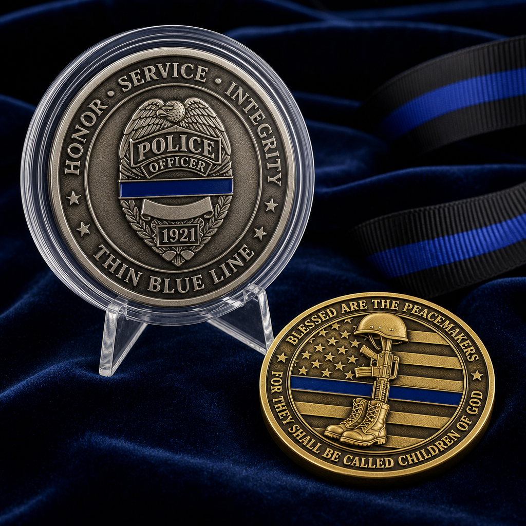 Thin Blue Line Law Enforcement Challenge Coin