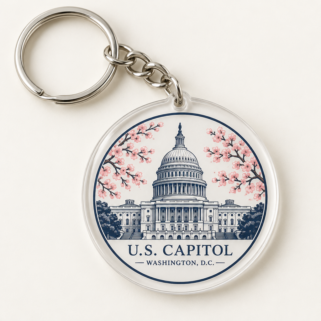 U.S. Capitol Building Round Clear Acrylic Keychain