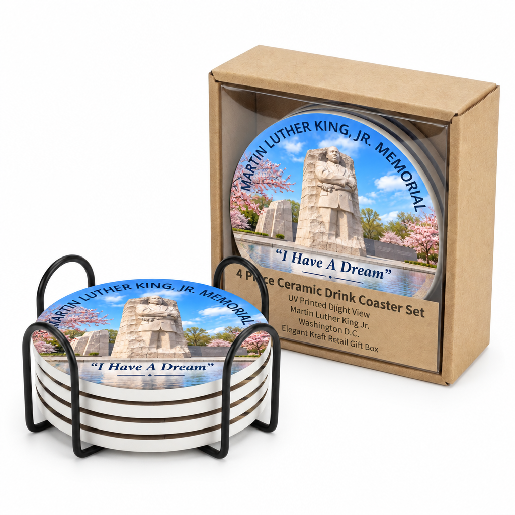 Martin Luther King, Jr. Memorial 4-Pc Round Ceramic Coaster Gift Set