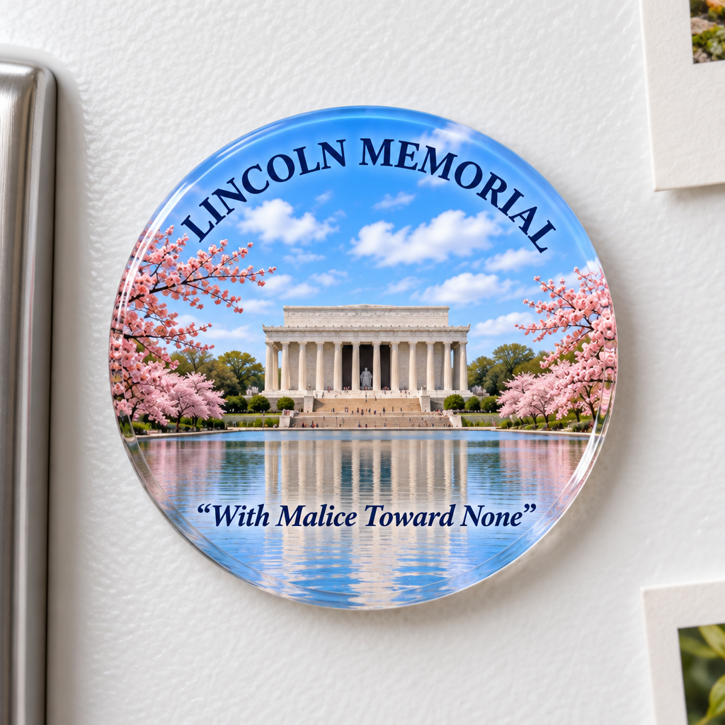 Lincoln Memorial Round Acrylic Souvenir Magnet