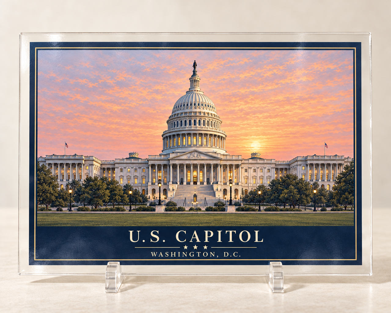 U.S. Capitol Building 10x8 Textured Acrylic Display & Stand
