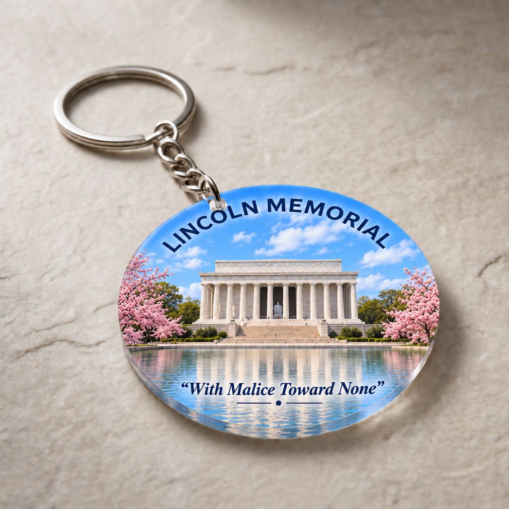 Lincoln Memorial Round Clear Acrylic Keychain