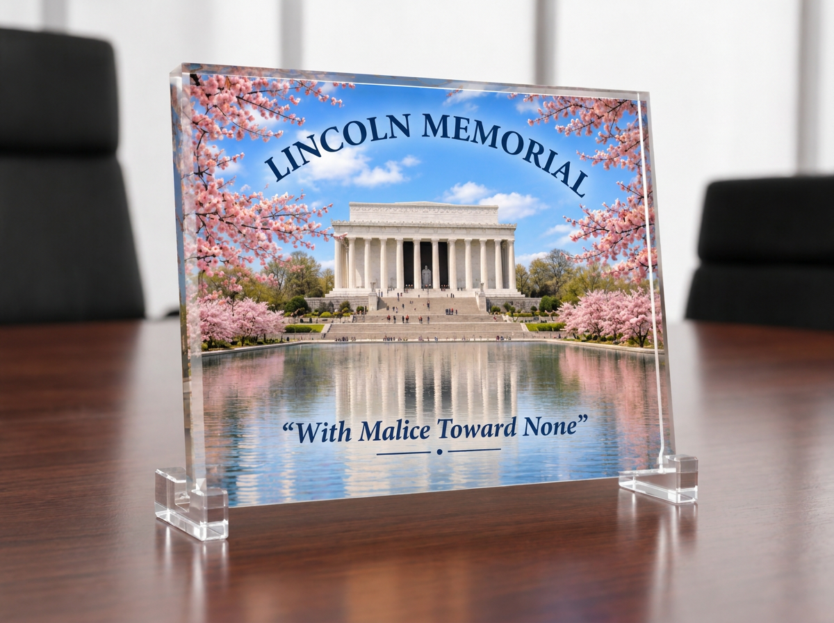 Lincoln Memorial 10x8 Textured Acrylic Display & Stand