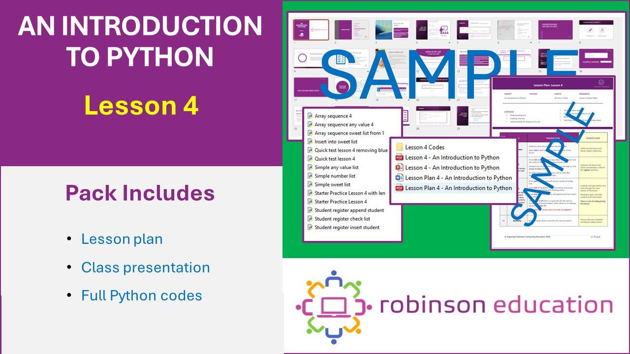 Introduction to Python Lesson 4