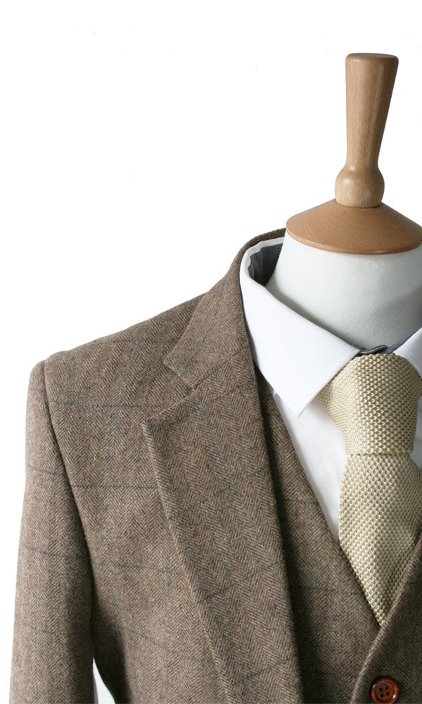 Brown Herringbone Tweed Wedding Suits for Men