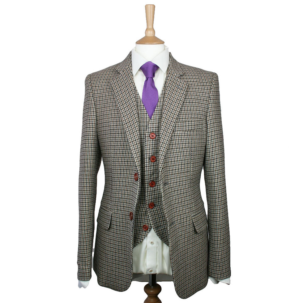Brown Houndstooth Pattern Custom Suits