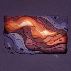 abstracted slot canyon in purples, reds, and oranges