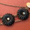 Thumbnail: Stunning Vintage 10K Yellow Gold Carved Onyx & Swiss Blue Topaz Flower Bracelet