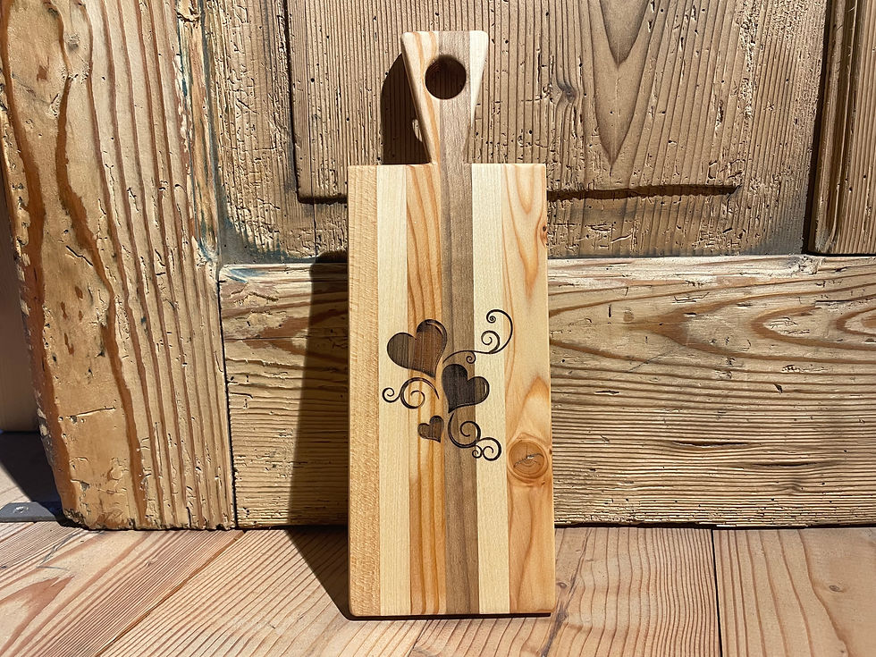 Miniatura: Tagliere piccolo multi-essenza in legno massiccio inciso
