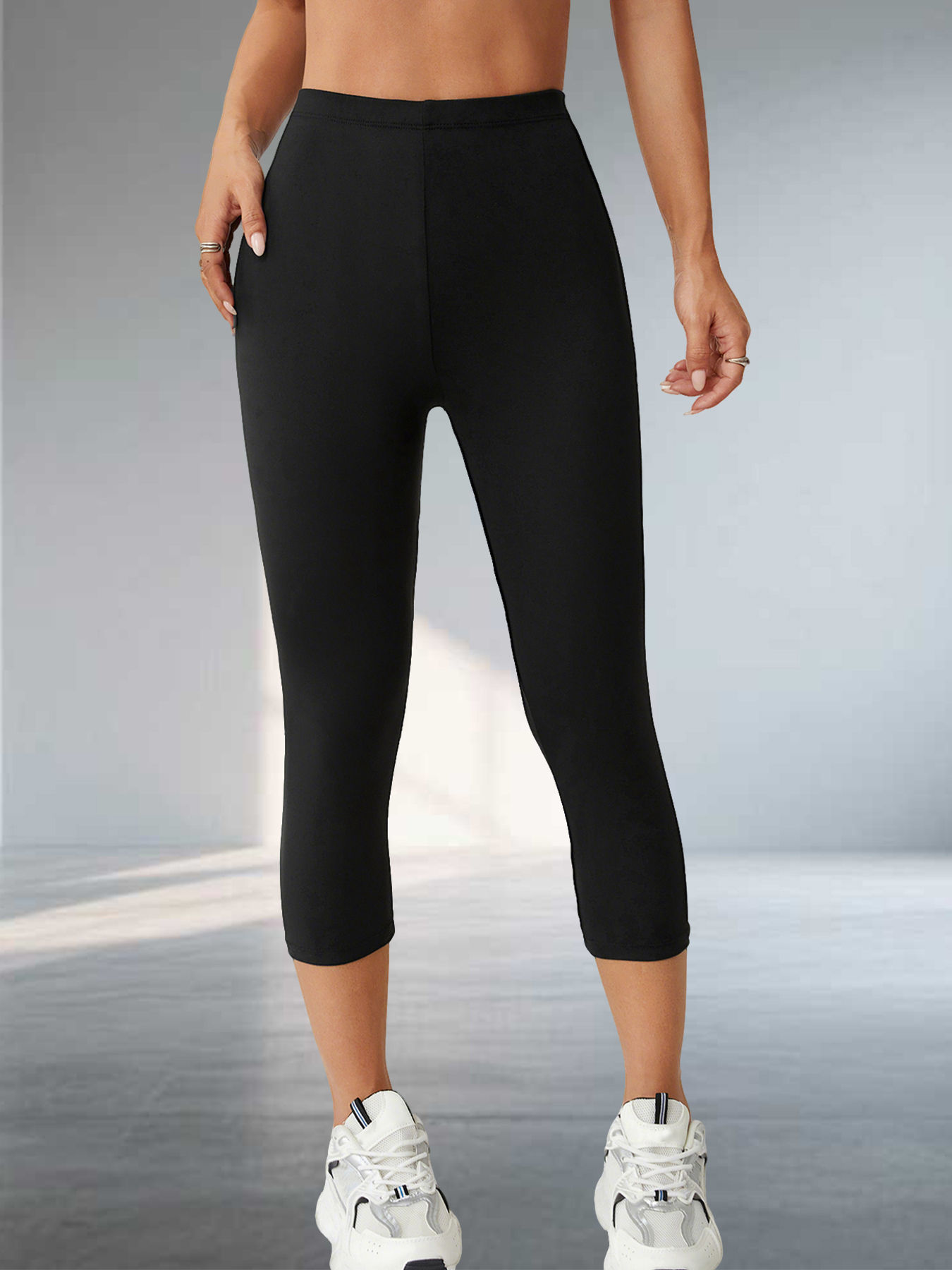 Women's Super Soft Capri Pants High Stretchy Breathable Pants No See Through Wor