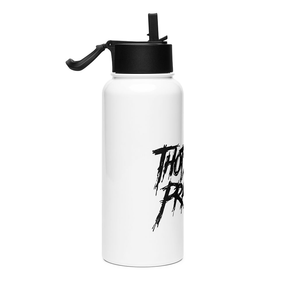 Thumbnail: Stainless steel water bottle with a straw lid Thots and Prayers