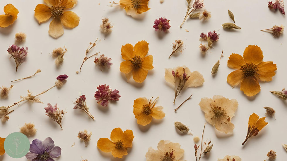 flatlay of autumn dried flowers