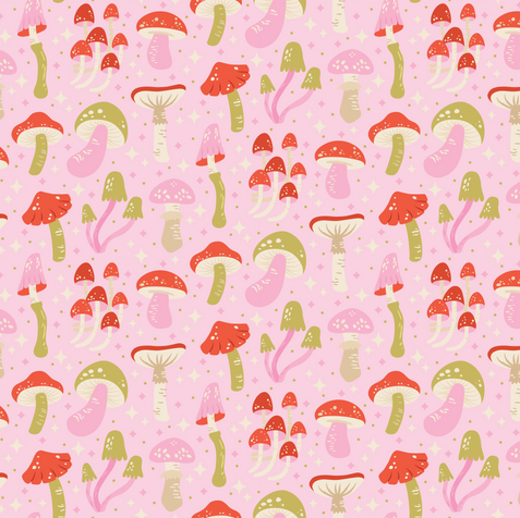 mushrooms seamless pattern flat illustration