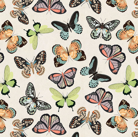 seamless pattern design with various butterfly motifs