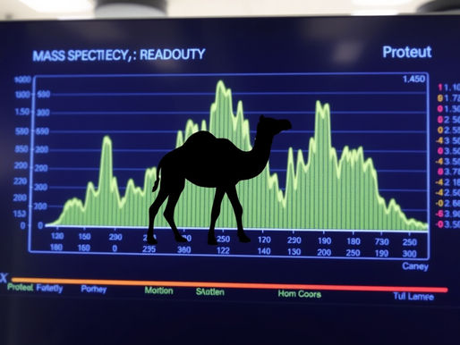 Mass spectrometry graph showing the unique protein distribution in camel milk proteomics research.