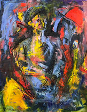 Lucas 48" x 37" Oil, Charcoal on Plywood