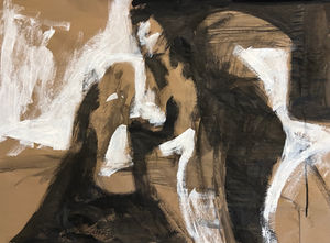 Figure (2) 36" x 48" Acrylic, Gesso, on Paper