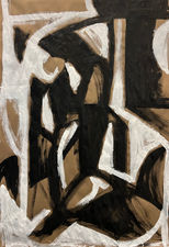 Figure (3) 48" x 36" Acrylic, Gesso, on Paper