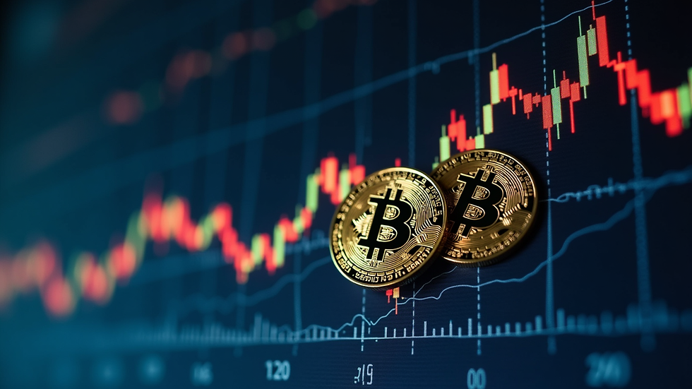 Close-up of a graph showing Bitcoin price growth over time