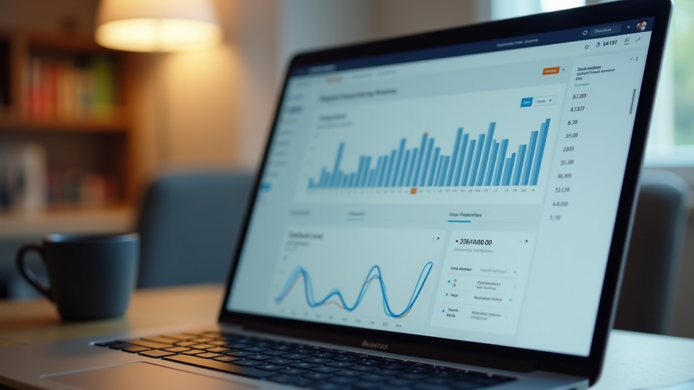 Close-up view of a laptop screen displaying e-commerce analytics dashboard