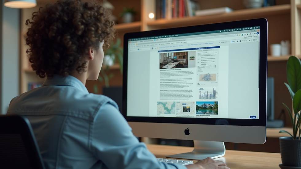 High angle view of a digital portfolio on a computer screen