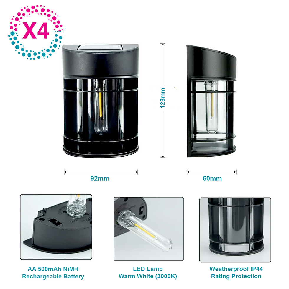 Thumbnail: 4X Freelite LED Solar Lanterns Fence Warm White