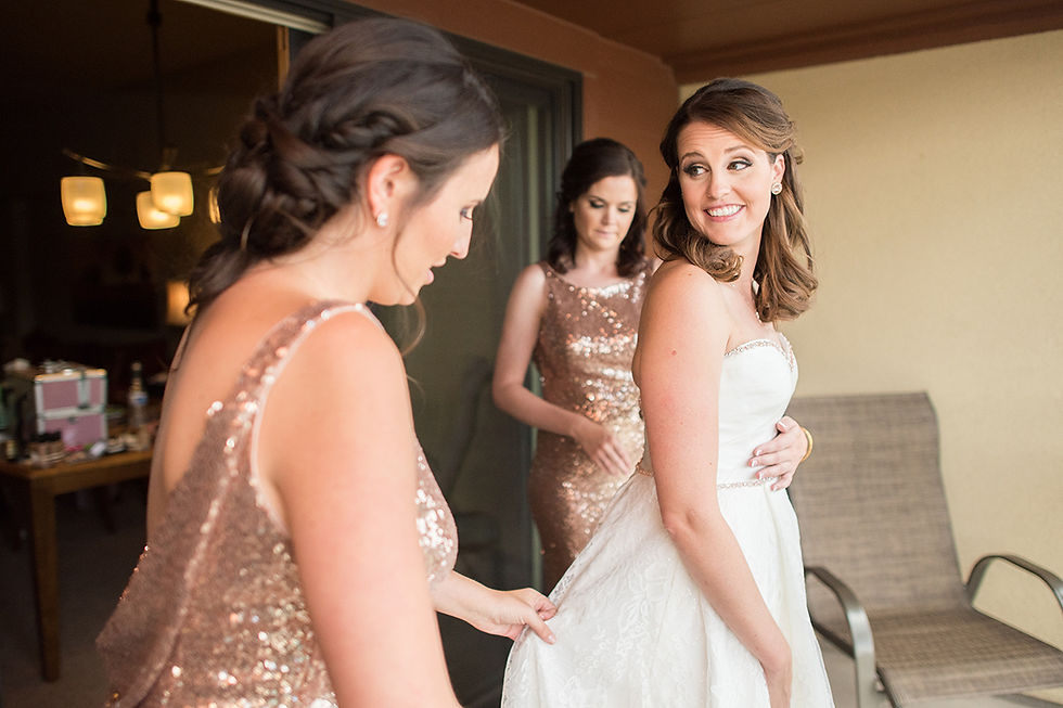 Bride & Bridesmaids getting ready