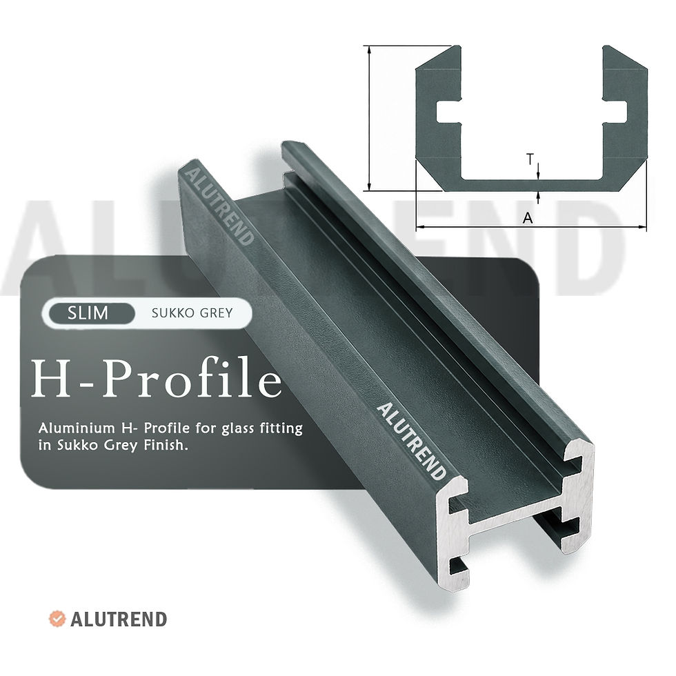 Thumbnail: H profile slim aluminium connector for glass railing – Sukko Grey finish