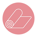 Yoga mat symbol in a pink circle for Yoga