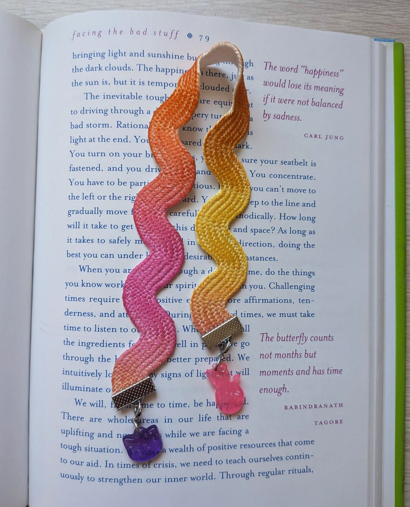 Bookmark with Whimsical Cat Charms | Vibrant Ribbon Bookmark | Gift for Readers